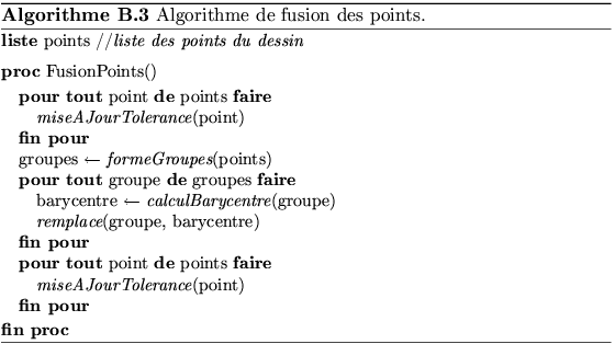 \begin{algorithm}
% latex2html id marker 7690\caption[\svalabard . Fusion des ...
...JourTolerance}(point)
\ENDFOR
\end{algorithmic} {\bf fin proc}
\end{algorithm}